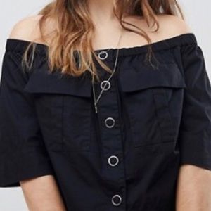 NWT | Free People Off Shoulder Short Sleeve Top| M